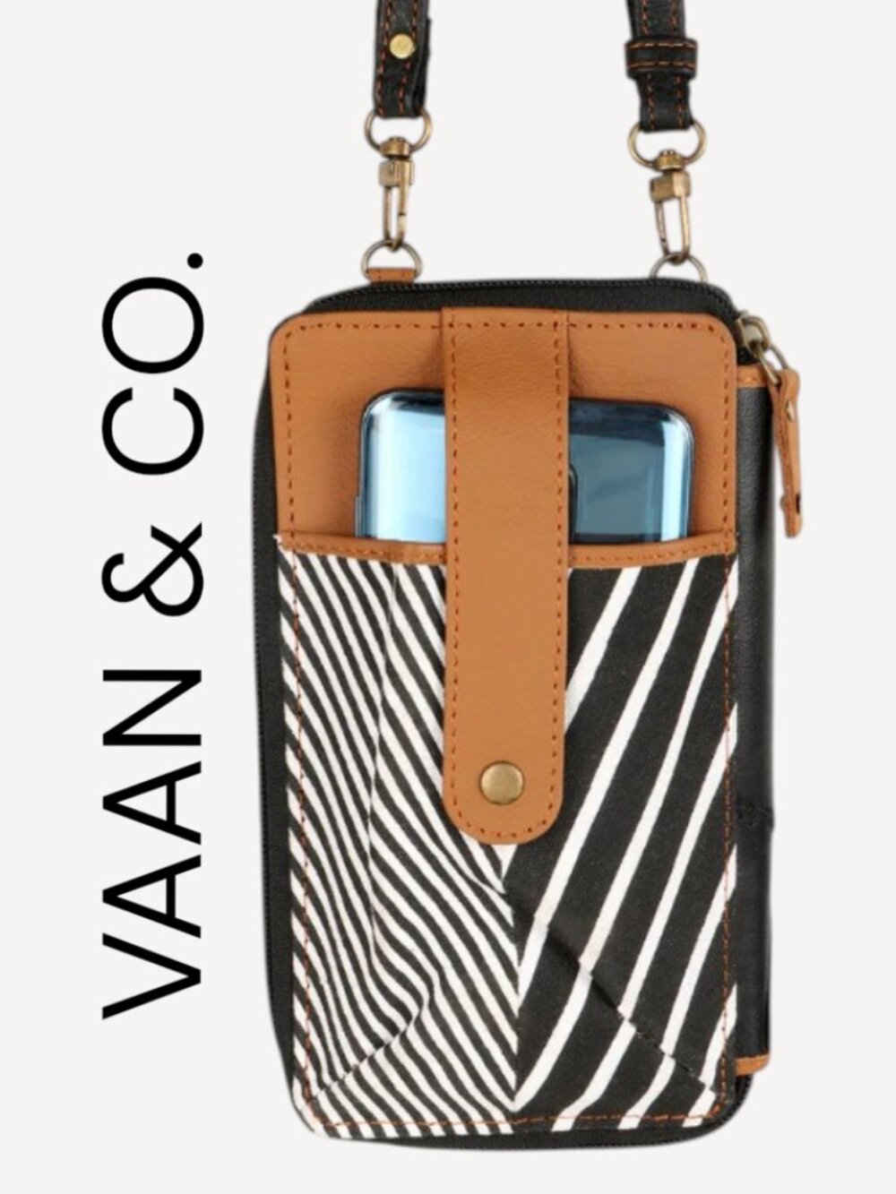 VAAN & CO.  Small Cellphone Crossbody Bag Stripes